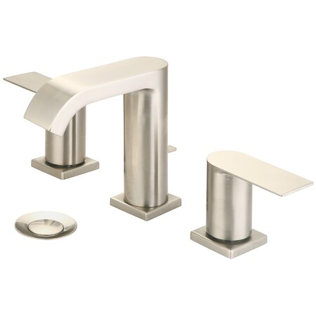 Olympia Faucets Two Handle Lavatory Widespread Faucet, Compression Hose, Nickel, Connection Size: 3/8" L-7490-BN